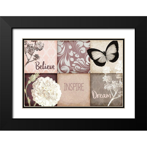Believe Inspire Dream Black Modern Wood Framed Art Print with Double Matting by Kimberly, Allen