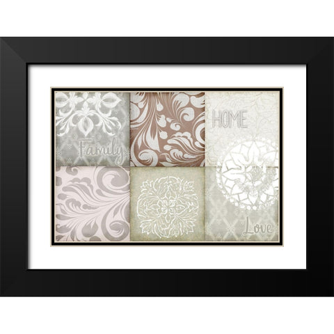 Home Family Love v1 Black Modern Wood Framed Art Print with Double Matting by Kimberly, Allen