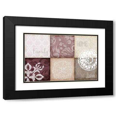 Home Family Love v2 Black Modern Wood Framed Art Print with Double Matting by Kimberly, Allen