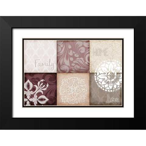 Home Family Love v2 Black Modern Wood Framed Art Print with Double Matting by Kimberly, Allen