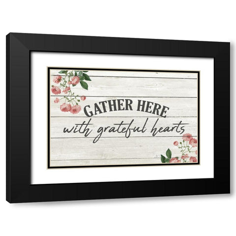 With Grateful Hearts Black Modern Wood Framed Art Print with Double Matting by Kimberly, Allen