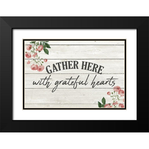 With Grateful Hearts Black Modern Wood Framed Art Print with Double Matting by Kimberly, Allen