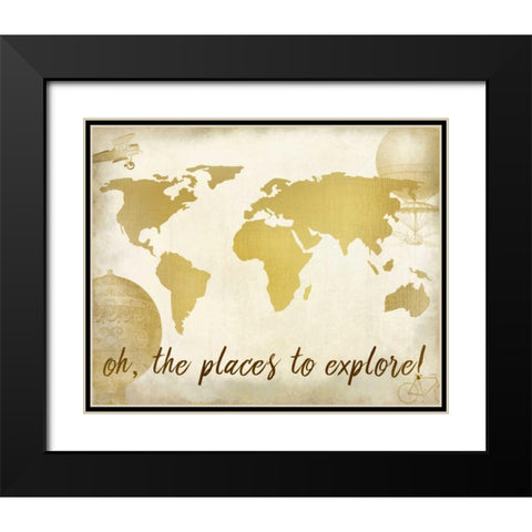Oh the Places Black Modern Wood Framed Art Print with Double Matting by Allen, Kimberly