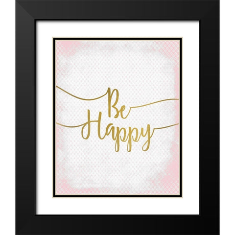 Be Happy Black Modern Wood Framed Art Print with Double Matting by Kimberly, Allen