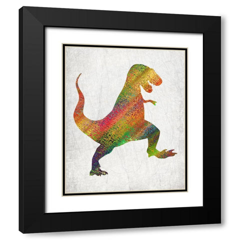 Bright Dino 1 Black Modern Wood Framed Art Print with Double Matting by Kimberly, Allen