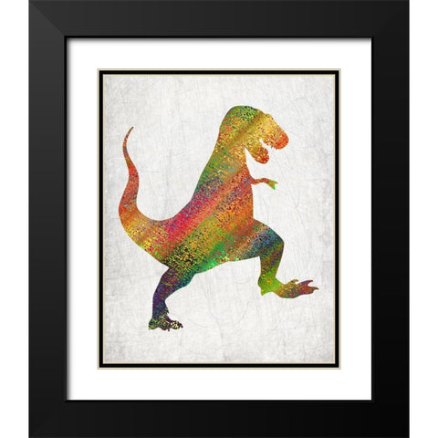 Bright Dino 1 Black Modern Wood Framed Art Print with Double Matting by Kimberly, Allen