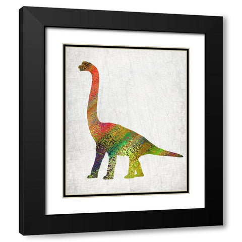 Bright Dino 2 Black Modern Wood Framed Art Print with Double Matting by Kimberly, Allen