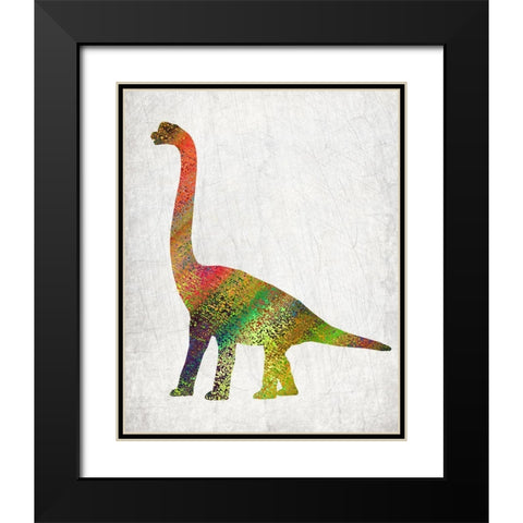 Bright Dino 2 Black Modern Wood Framed Art Print with Double Matting by Kimberly, Allen