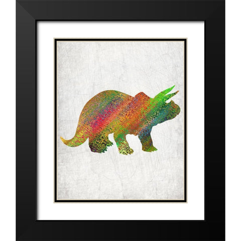 Bright Dino 3 Black Modern Wood Framed Art Print with Double Matting by Kimberly, Allen