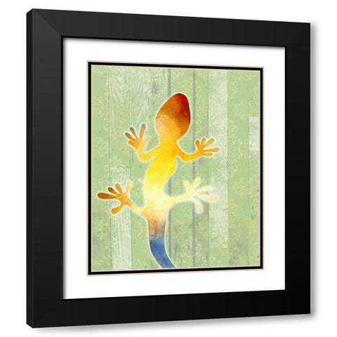 Painted Lizard 1 Black Modern Wood Framed Art Print with Double Matting by Kimberly, Allen