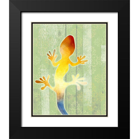 Painted Lizard 1 Black Modern Wood Framed Art Print with Double Matting by Kimberly, Allen