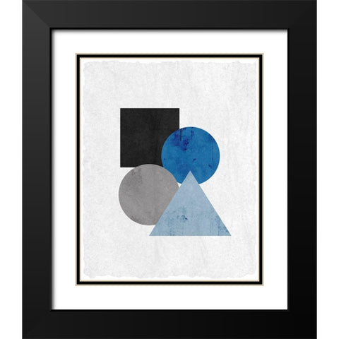 Blue Shapes 2 Black Modern Wood Framed Art Print with Double Matting by Kimberly, Allen