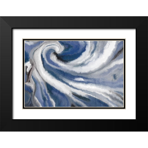Indigo Swirl Black Modern Wood Framed Art Print with Double Matting by Allen, Kimberly