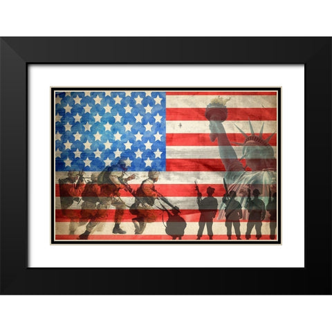 The Red White and Blue Black Modern Wood Framed Art Print with Double Matting by Kimberly, Allen