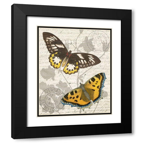 Butterfly Travel 1 Black Modern Wood Framed Art Print with Double Matting by Kimberly, Allen