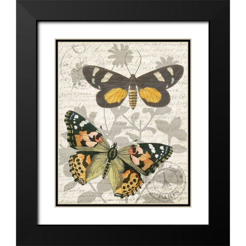Butterfly Travel 2 Black Modern Wood Framed Art Print with Double Matting by Kimberly, Allen