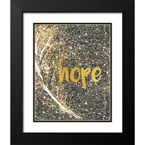 Gold Feather 2 Black Modern Wood Framed Art Print with Double Matting by Kimberly, Allen