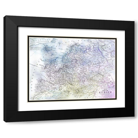 Watercolor Map 1 Black Modern Wood Framed Art Print with Double Matting by Kimberly, Allen