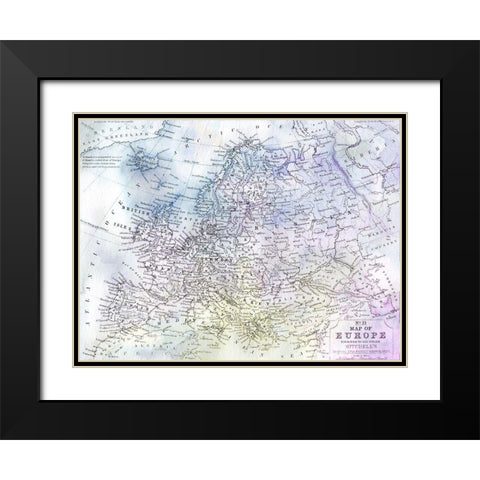 Watercolor Map 1 Black Modern Wood Framed Art Print with Double Matting by Kimberly, Allen