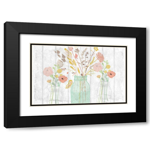 Summer Bloom Jars v2 Black Modern Wood Framed Art Print with Double Matting by Kimberly, Allen