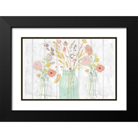 Summer Bloom Jars v2 Black Modern Wood Framed Art Print with Double Matting by Kimberly, Allen