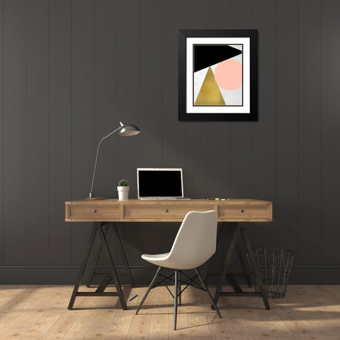 Triangle Circle 1 Black Modern Wood Framed Art Print with Double Matting by Kimberly, Allen