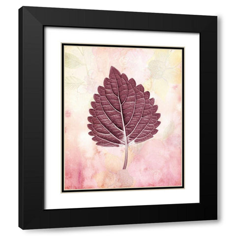 Burgundy Leaf 1 Black Modern Wood Framed Art Print with Double Matting by Kimberly, Allen