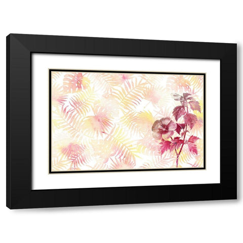 Hibiscus Palms Black Modern Wood Framed Art Print with Double Matting by Kimberly, Allen