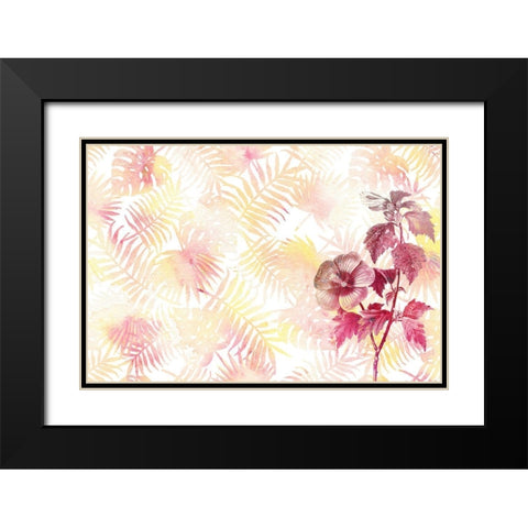 Hibiscus Palms Black Modern Wood Framed Art Print with Double Matting by Kimberly, Allen