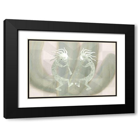 Kokopelli Cactus Black Modern Wood Framed Art Print with Double Matting by Kimberly, Allen