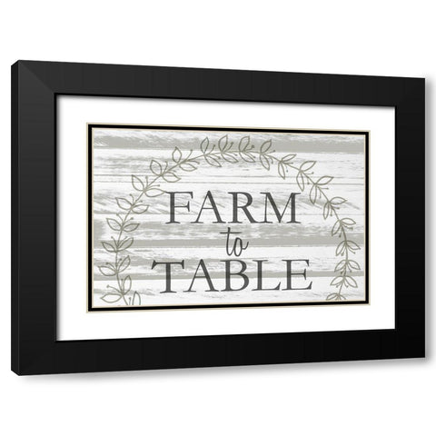 Farm to Table Wreath Black Modern Wood Framed Art Print with Double Matting by Kimberly, Allen