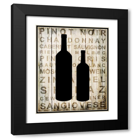 Wine Silhouette 2 Black Modern Wood Framed Art Print with Double Matting by Allen, Kimberly