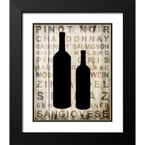 Wine Silhouette 2 Black Modern Wood Framed Art Print with Double Matting by Allen, Kimberly