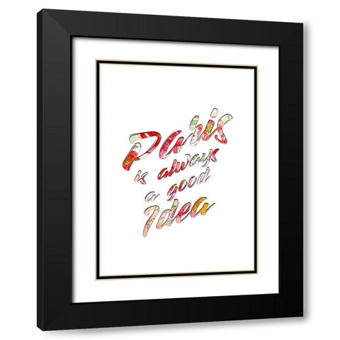 Eiffel Flowers 2 Black Modern Wood Framed Art Print with Double Matting by Kimberly, Allen