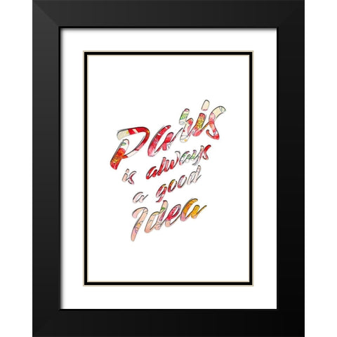 Eiffel Flowers 2 Black Modern Wood Framed Art Print with Double Matting by Kimberly, Allen