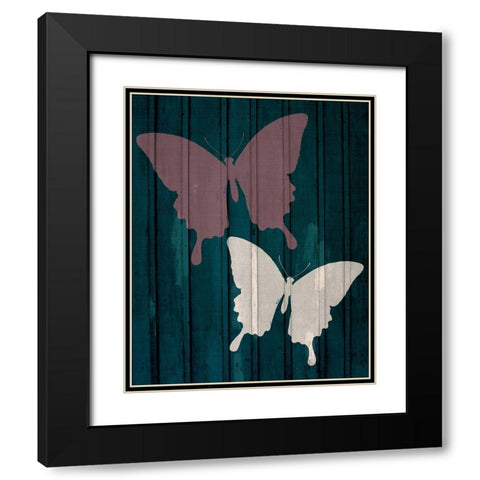 Painted Butterflies 1 Black Modern Wood Framed Art Print with Double Matting by Kimberly, Allen
