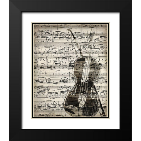 Music Sheets 1 Black Modern Wood Framed Art Print with Double Matting by Kimberly, Allen