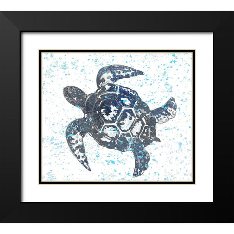 Splatter Turtle Black Modern Wood Framed Art Print with Double Matting by Kimberly, Allen