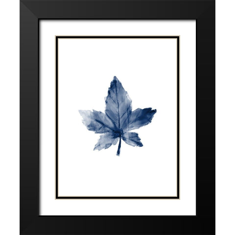 Navy Leaf Print 1 Black Modern Wood Framed Art Print with Double Matting by Kimberly, Allen