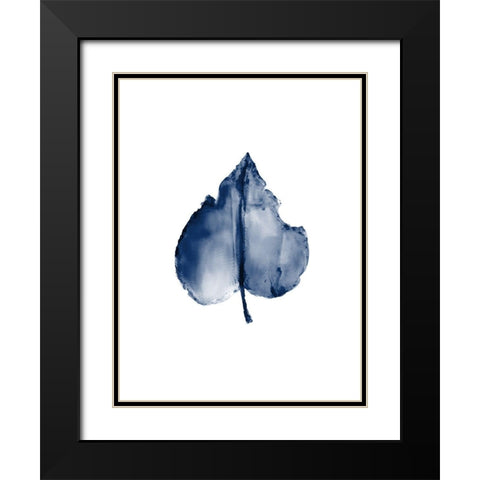 Navy Leaf Print 2 Black Modern Wood Framed Art Print with Double Matting by Kimberly, Allen