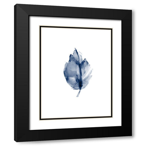 Navy Leaf Print Black Modern Wood Framed Art Print with Double Matting by Kimberly, Allen