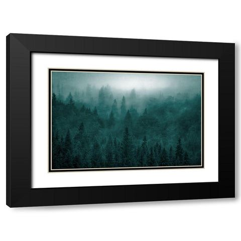 Emerald Forest Black Modern Wood Framed Art Print with Double Matting by Kimberly, Allen