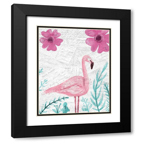 Flamingo Mail 1 Black Modern Wood Framed Art Print with Double Matting by Kimberly, Allen