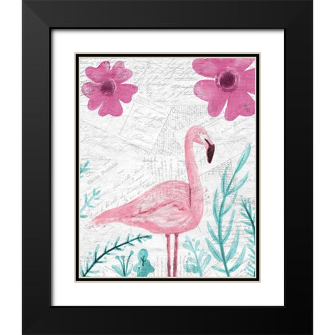 Flamingo Mail 1 Black Modern Wood Framed Art Print with Double Matting by Kimberly, Allen