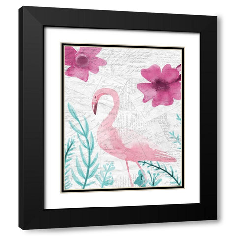 Flamingo Mail 2 Black Modern Wood Framed Art Print with Double Matting by Kimberly, Allen
