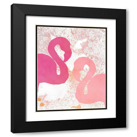 Flamingos 2 Black Modern Wood Framed Art Print with Double Matting by Kimberly, Allen