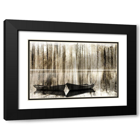 Canoe Morning Black Modern Wood Framed Art Print with Double Matting by Kimberly, Allen