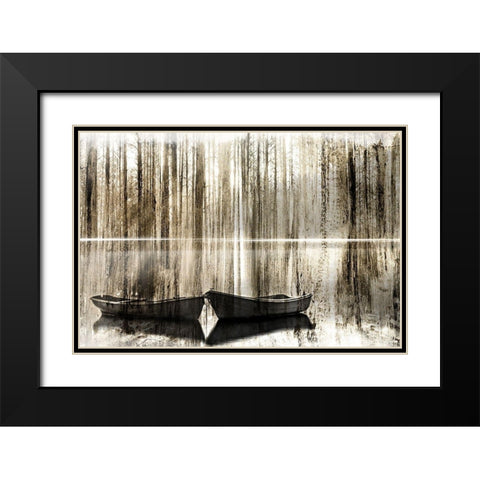 Canoe Morning Black Modern Wood Framed Art Print with Double Matting by Kimberly, Allen