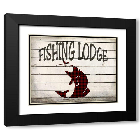 Fishing Lodge Black Modern Wood Framed Art Print with Double Matting by Kimberly, Allen