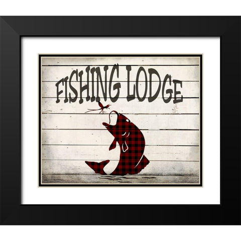 Fishing Lodge Black Modern Wood Framed Art Print with Double Matting by Kimberly, Allen